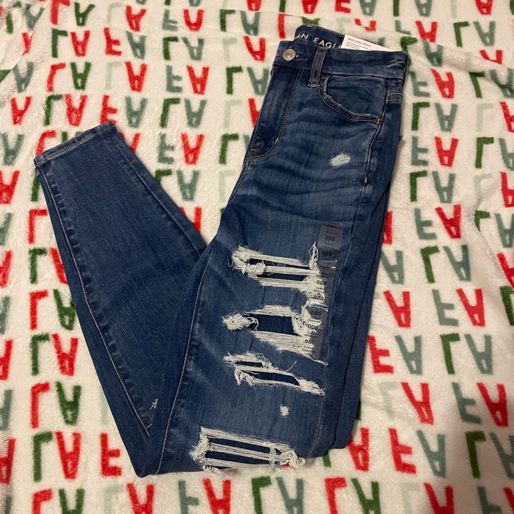 American eagle covered rip jeans